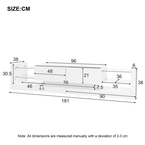 0161ffd6-24b1-4786-afd1-d04db7940c0b.jpg Open Glass Storage TV Stand With LED Lights For TV Cabinets Up To 75 Inches High Gloss Panel, Modern Minimalist Style Media Entertainment Center Console Cabinet Table With 2 Closed Sliding Door, White