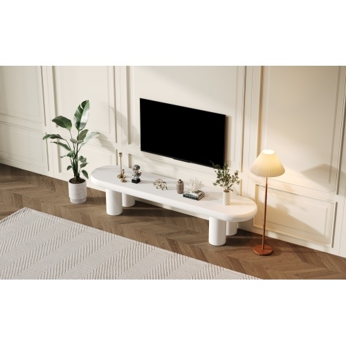 White Painted TV Stand Cabinet For TV Up To 70 Inch, TV Unit TV Console Table, Wooden Entertainment Center For Living Room, Dining Room, Bedroom