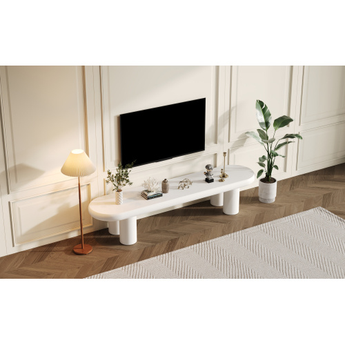 White Painted TV Stand Cabinet For TV Up To 70 Inch, TV Unit TV Console Table, Wooden Entertainment Center For Living Room, Dining Room, Bedroom
