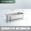 Stainless Steel Gastronorm Pan Buffet Basin Rectangular Kitchen Sink With Lid