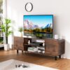 TV Stand For 55 Inch TV, Entertainment Center With Storage Cabinets, Soft Hinge Door With Handle, Media TV Console Table For Living Room Bedroom, Rustic Brown