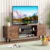 TV Stand For 55 Inch TV, Entertainment Center With Storage Cabinets, Soft Hinge Door With Handle, Media TV Console Table For Living Room Bedroom, Rustic Brown