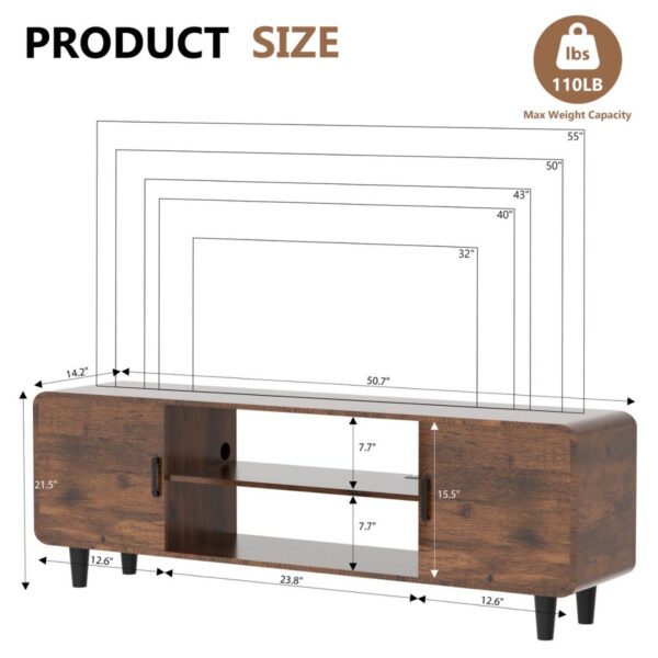 TV Stand For 55 Inch TV, Entertainment Center With Storage Cabinets, Soft Hinge Door With Handle, Media TV Console Table For Living Room Bedroom, Rustic Brown