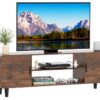 TV Stand For 55 Inch TV, Entertainment Center With Storage Cabinets, Soft Hinge Door With Handle, Media TV Console Table For Living Room Bedroom, Rustic Brown
