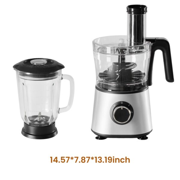 300W Food Processor With Blender & Dough Tool, 2 Speeds, Sharp Blades, Safety Lock -1.5L Glass Jar