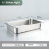 Stainless Steel Gastronorm Pan Buffet Basin Rectangular Kitchen Sink With Lid