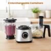 300W Food Processor With Blender & Dough Tool, 2 Speeds, Sharp Blades, Safety Lock -1.5L Glass Jar